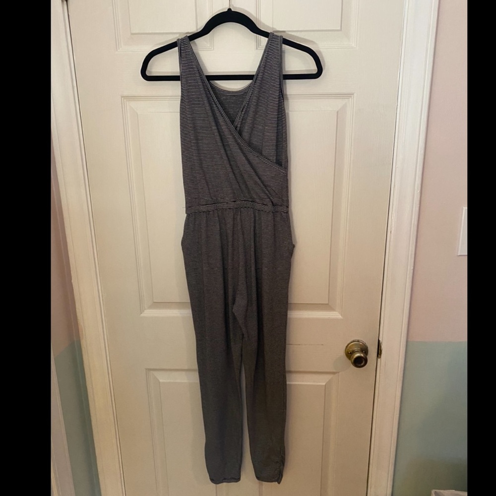 Old Navy Black Gray Striped Romper #0032